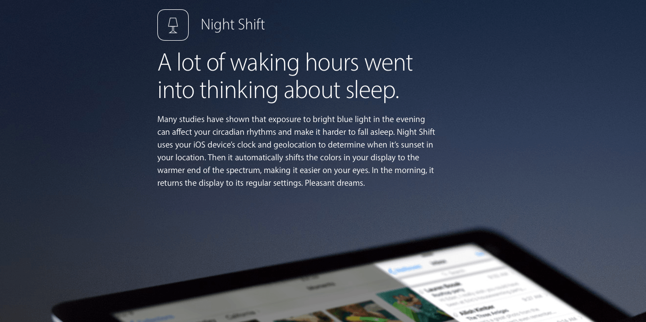 iOS 9.3 night shift mode on mac
